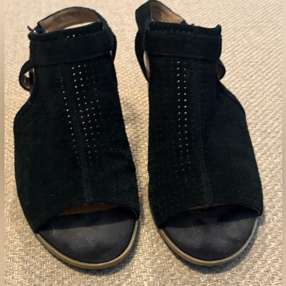 Franco Sarto Heels Black Leather Open Toe Sling Back Harlet2 Size 9 - Picture 2 of 10